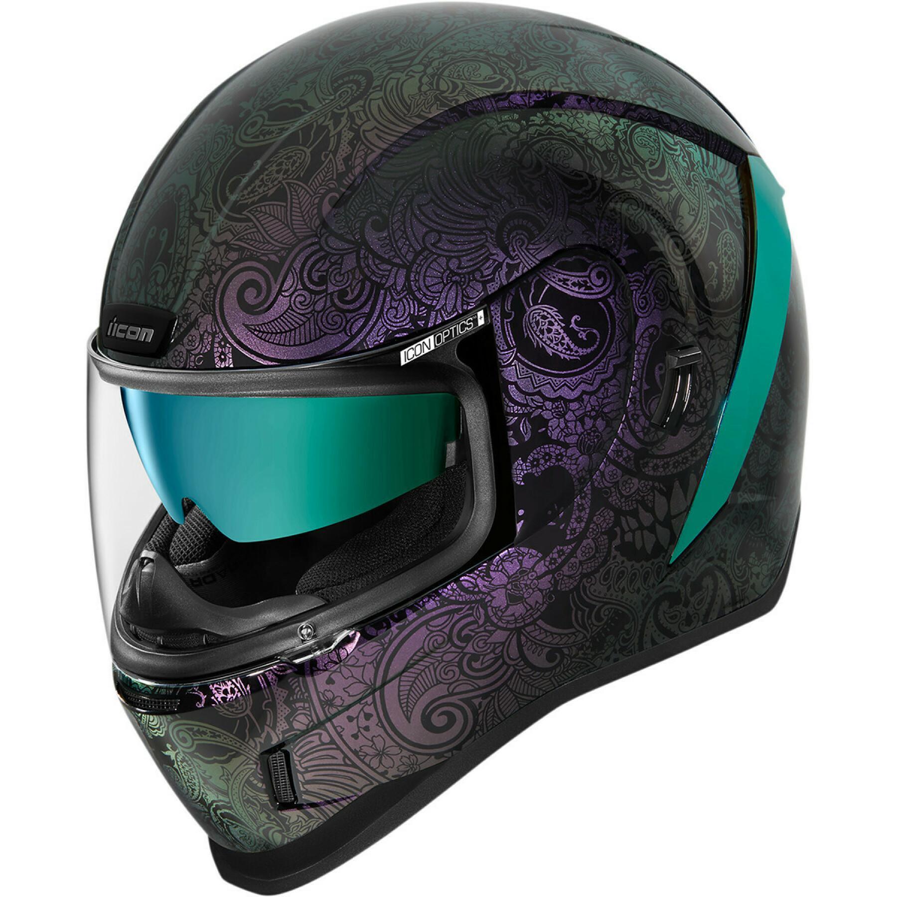 Full face motorcycle helmet Icon afrm chnt-opal pu