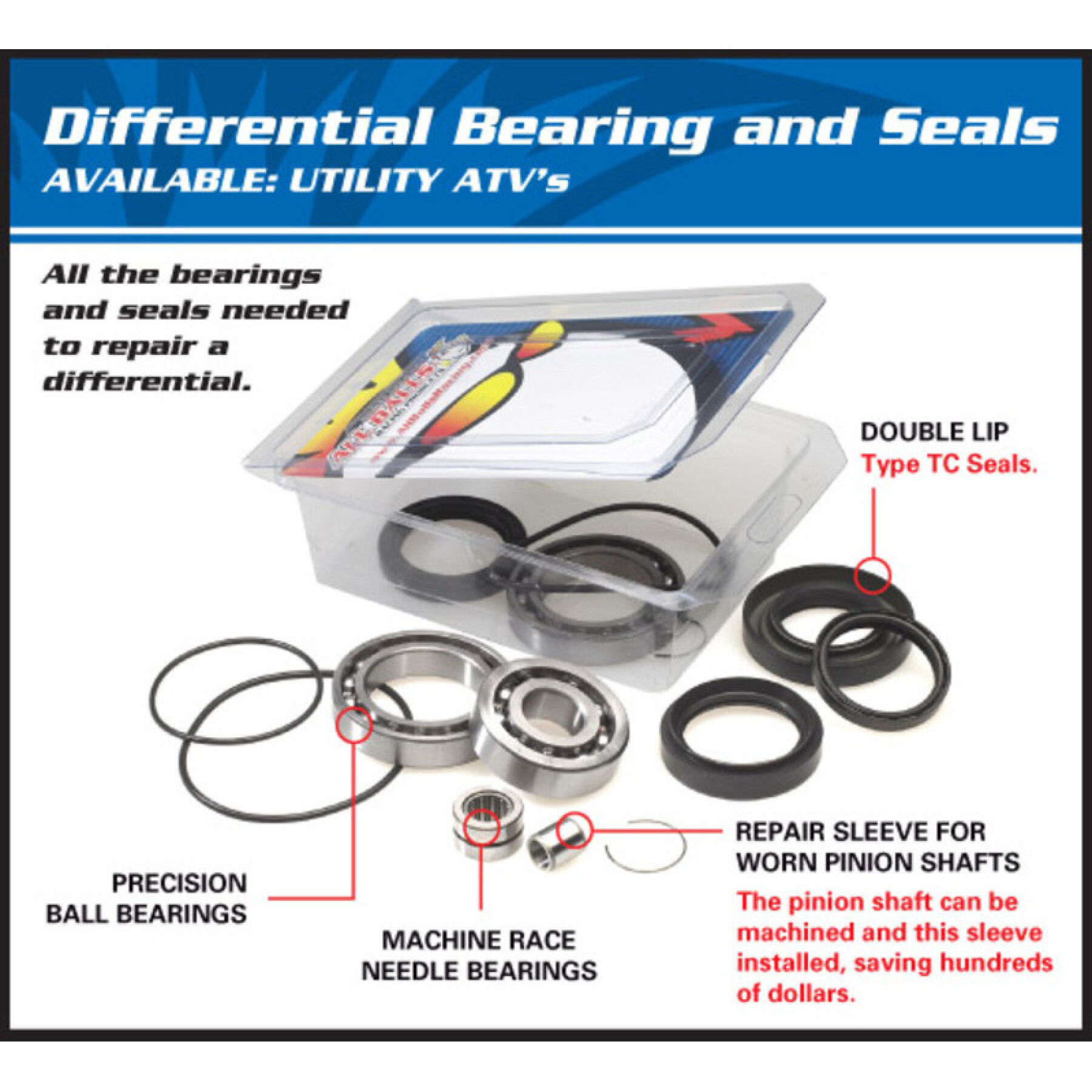Differential bearings & seals kit All Balls Racing Can Am