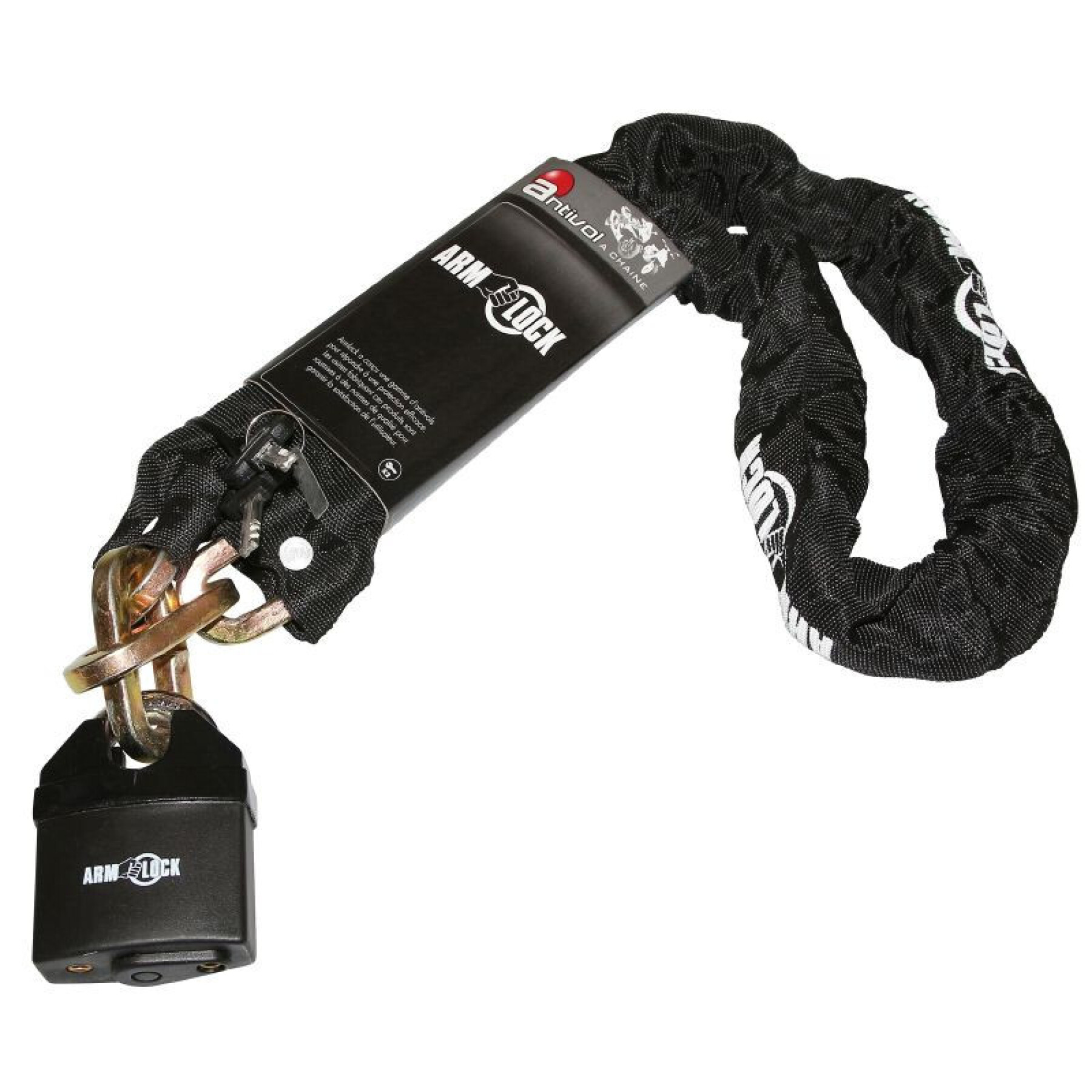 Motorcycle chain lock with padlock Armlock