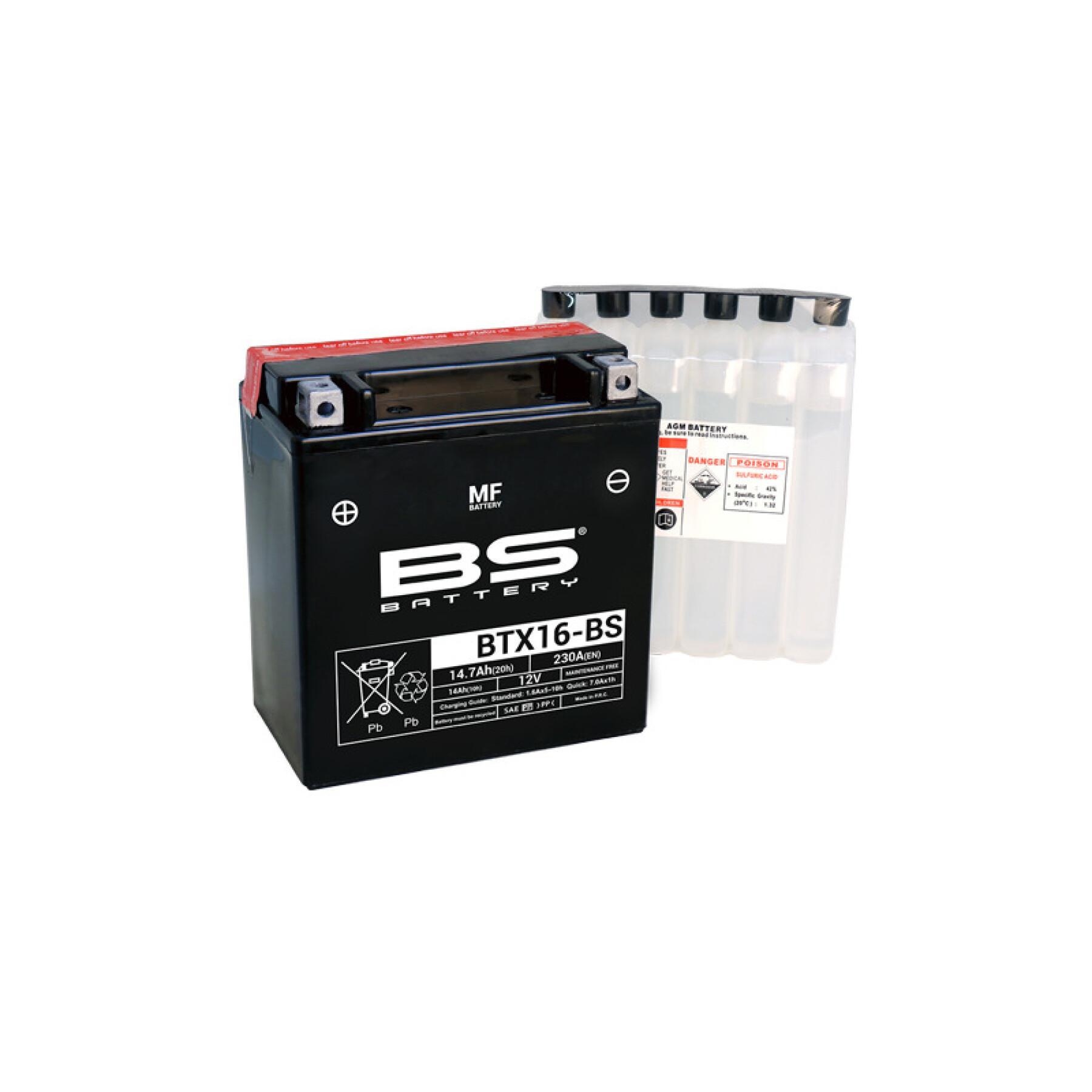Factory-activated motorcycle battery BS Battery BTX16