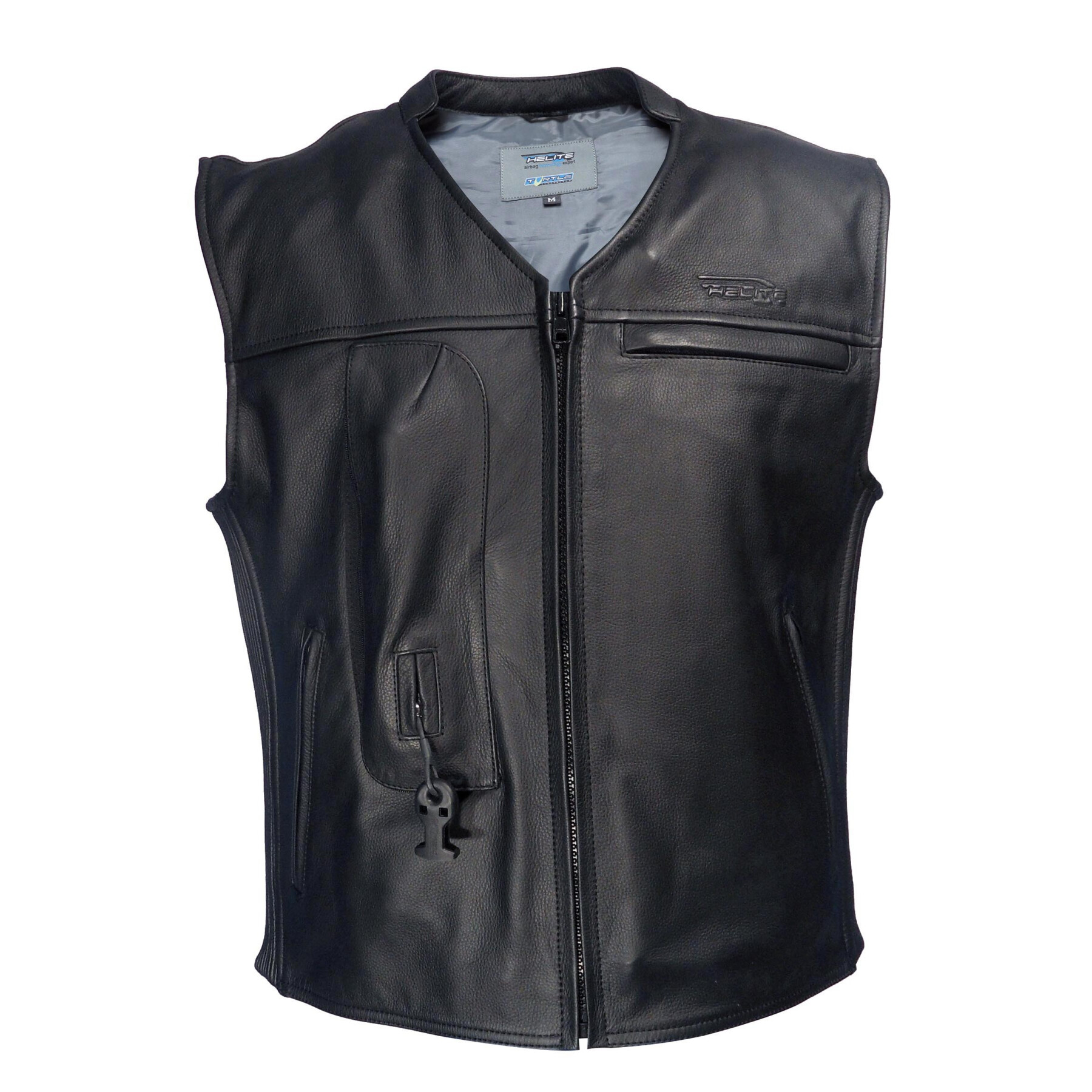 Leather motorcycle airbag vest Helite custom 2