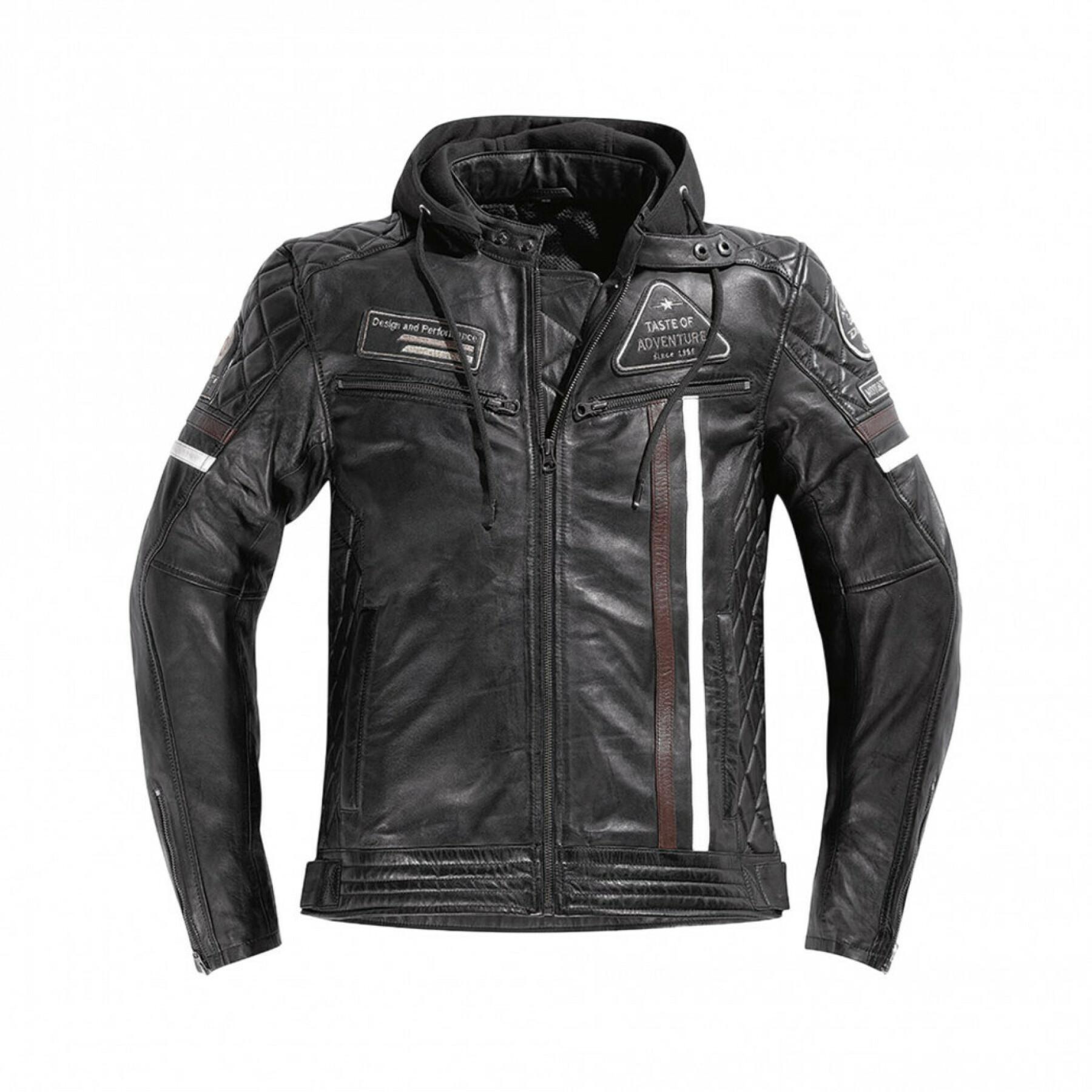 Hooded leather jacket Difi Detroit