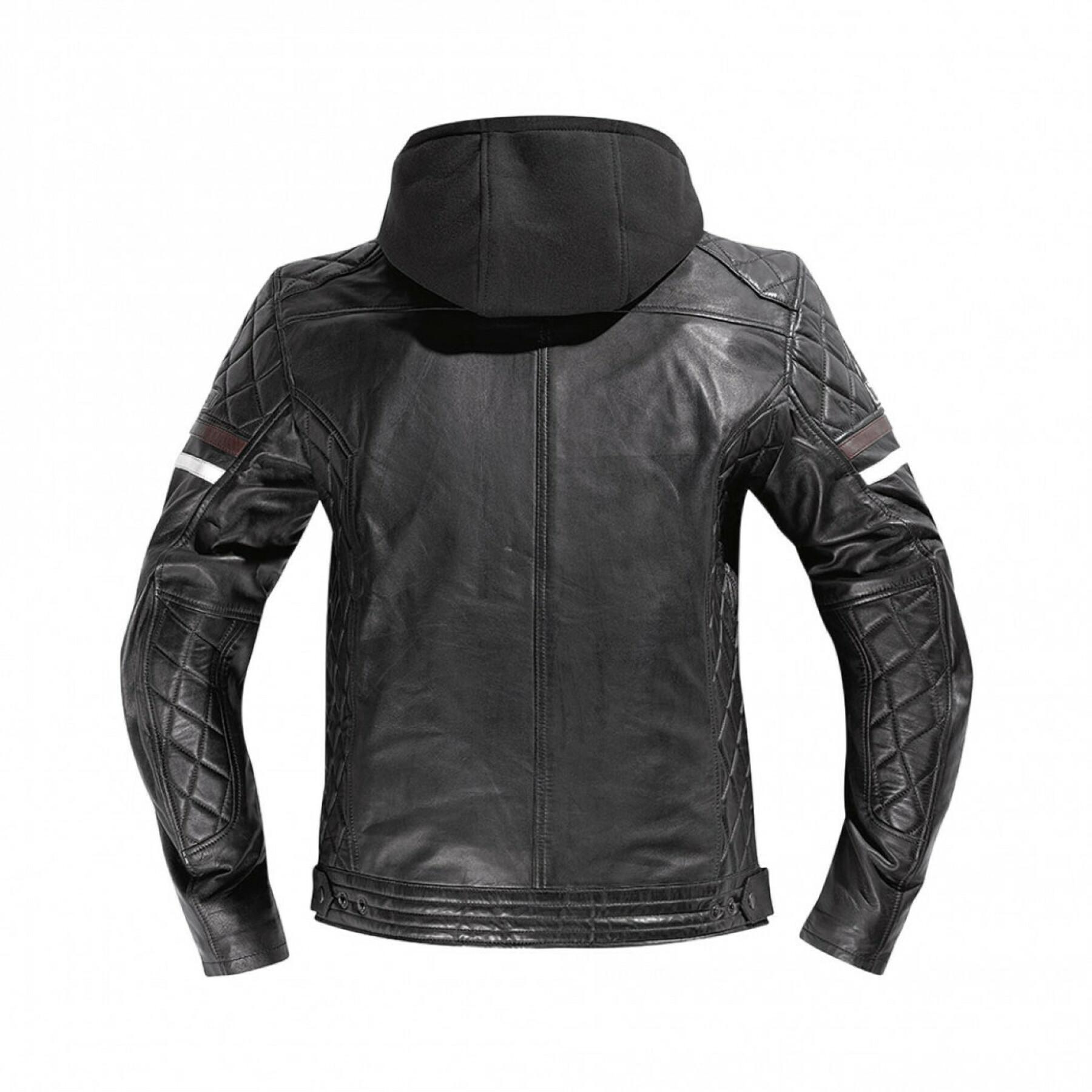 Hooded leather jacket Difi Detroit