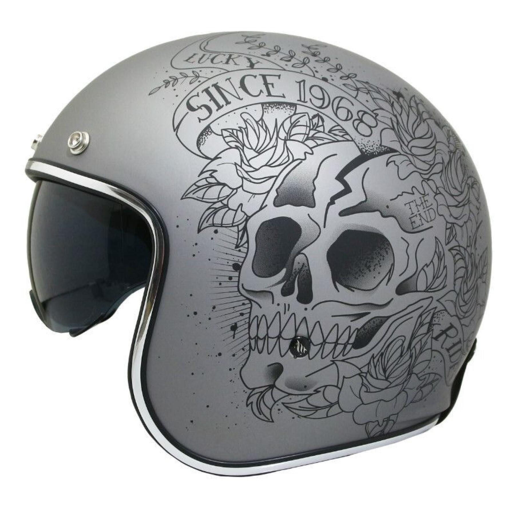 Motorcycle helmet jet MT Helmets Le Mans 2 Sv Skull & Roses