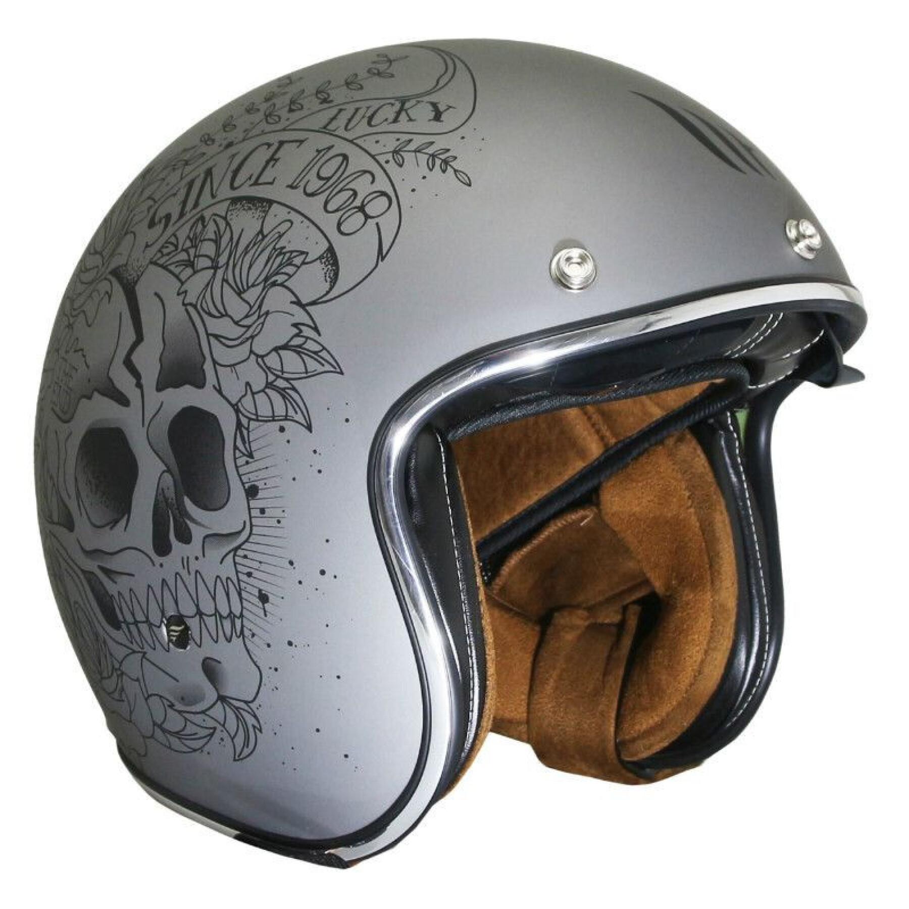 Motorcycle helmet jet MT Helmets Le Mans 2 Sv Skull & Roses