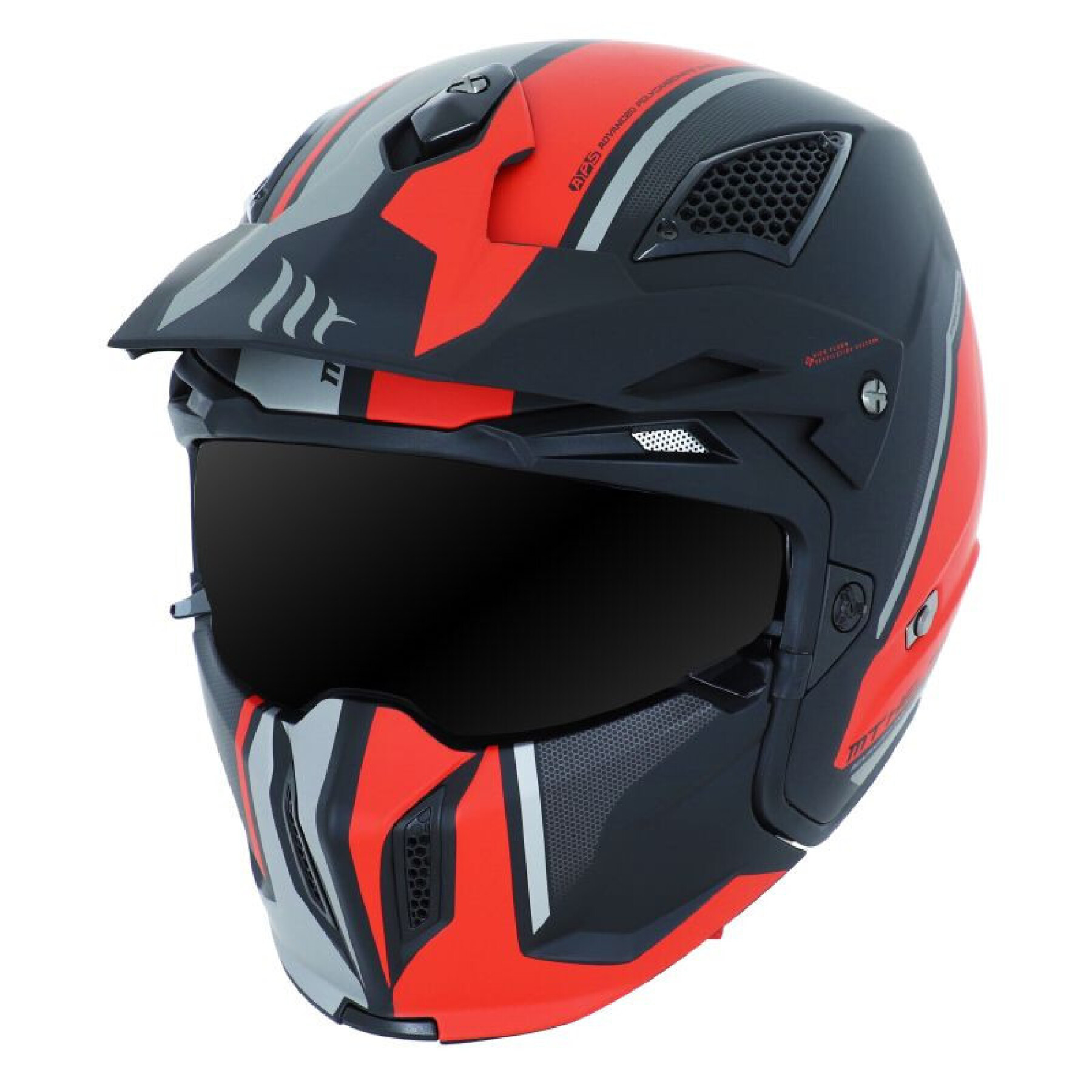 Dark convertible single shield trial helmet with removable chin strap MT Helmets MT STREetFIGHTER SV SKULL(livre avec un ecran supplementaire miroir)