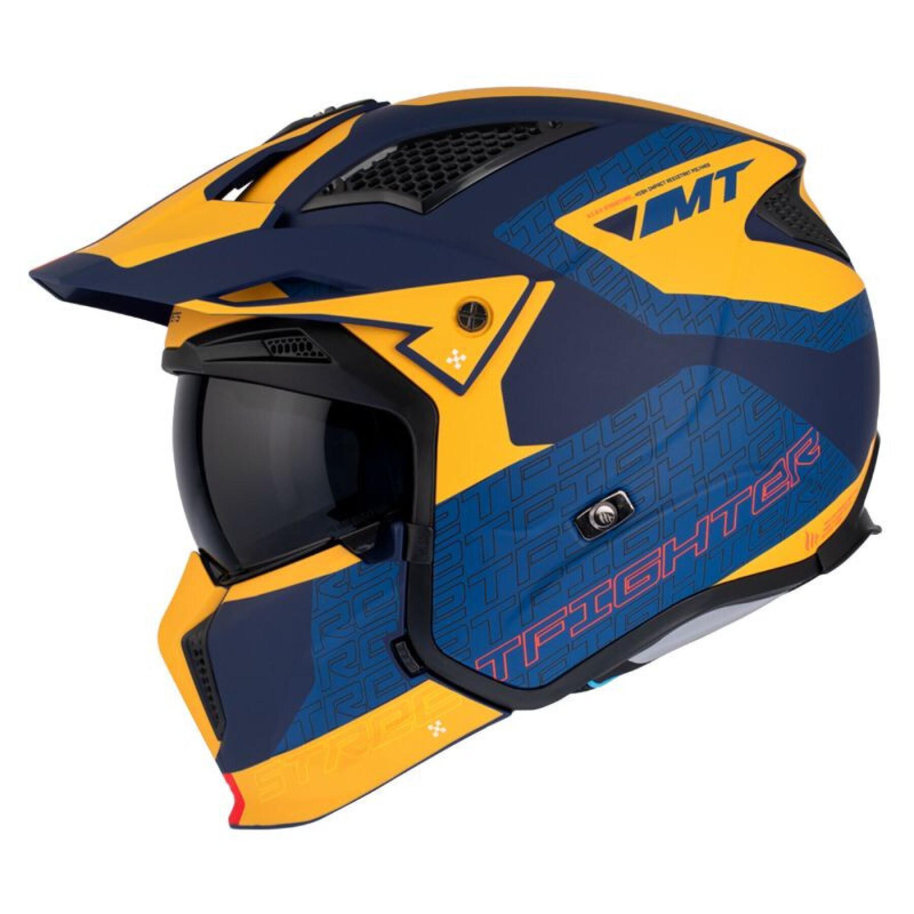 Single-shield convertible motocross helmet with removable chin strap MT Helmets Streetfighter Sv Totem C3 (Ece 22.06)