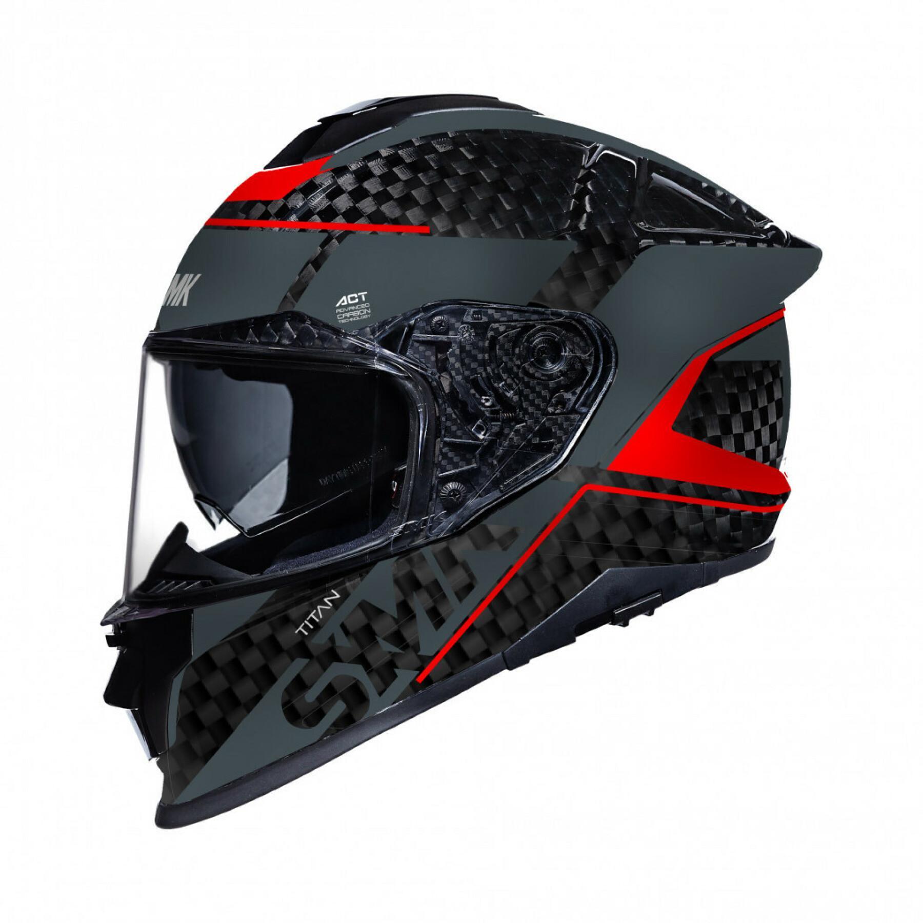 Full face motorcycle helmet in titanium and carbon SMK